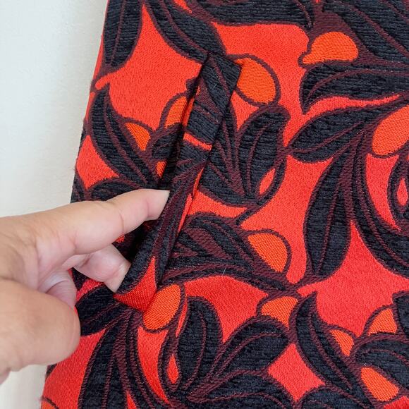 Ann Taylor Floral Jacquard Embroidery Mini Skirt Size 6 Orange Preppy Academia - Picture 3 of 7